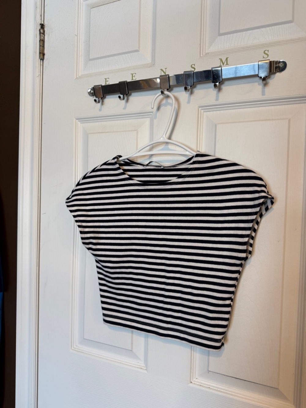 Zara Striped Cropped Cap Sleeve Tee